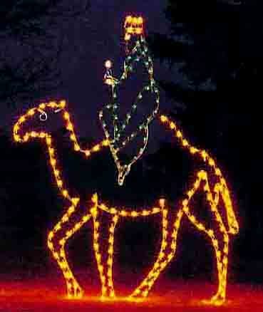 10' Green Wise Man With Camel Holiday Light Display