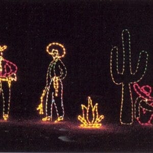 Cowboy Scene Holiday Light Display