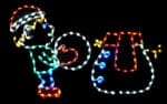 4' Elf Building A Snowman Holiday Light Display