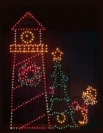 16' Lighthouse Tree And Elf Holiday Light Display