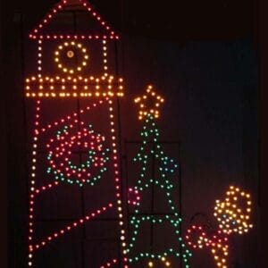 16' Lighthouse Tree And Elf Holiday Light Display