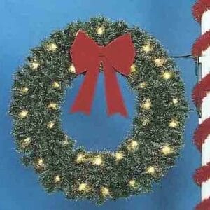5' Traditional Garland Wreath Pole Mount Holiday Light Display