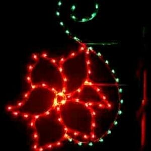 6' Poinsettia And Scroll Pole Mount Holiday Light Display