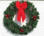 6' Deluxe Garland Building Front Wreath With Red Bow