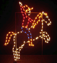 8' Cowboy On Rearing Horse Holiday Light Display