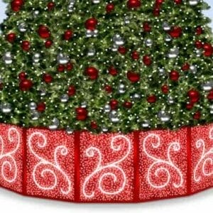 4' Tall Flat Panel Tree Base Skin With PVC Mesh Lighting And Rope Light Accent